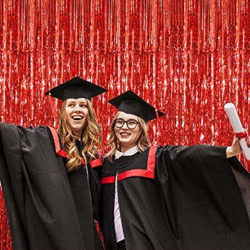 GOER 6.4ft Pink Tinsel Foil Curtains for Parties