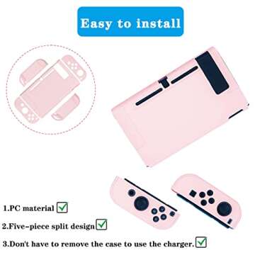 OLDZHU Pink Dockable Protective Case Cover Compatible with Nintendo Switch Joy-Con Controllers,with ...