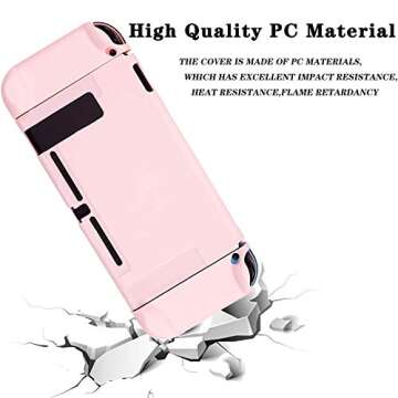 OLDZHU Pink Dockable Protective Case Cover Compatible with Nintendo Switch Joy-Con Controllers,with Glass Screen Protector and 4 Thumb Grips,Shock-Absorption and Anti-Scratch (Pink)