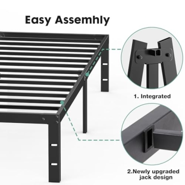 Sweetcrispy Queen Bed Frame - Heavy Duty Metal Design with Storage