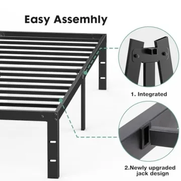 Sweetcrispy Queen Bed Frame - Heavy Duty Metal Design with Storage