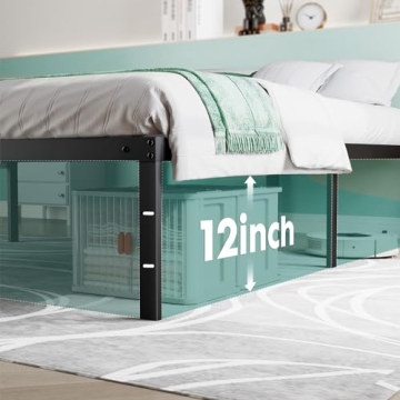 Sweetcrispy Queen Bed Frame - Heavy Duty Metal Design with Storage