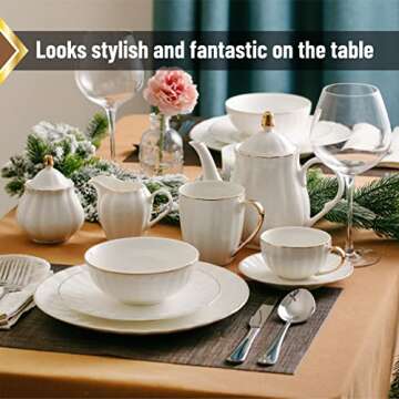 BTaT- White Coffee Mugs, Set of 6, 12oz, White Porcelain with Gold Trim Coffee Mug Set, Hot Chocolate Mugs, Ceramic Mugs, Large Mugs for Coffee, Set of Mugs, Hot Cocoa Mugs