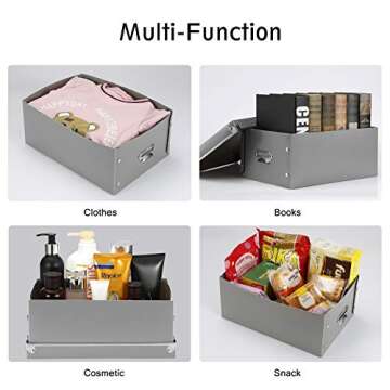 SEEKIND Storage Box, Decorative Storage Bins with Lid,3 in 1 Set,Plastic,with Handles,Press-Stud Fas...