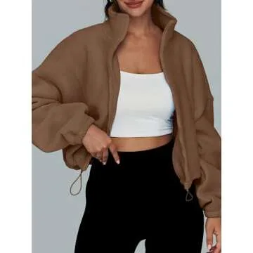 AUTOMET Women's Cozy Fleece Zip Up Sweatshirt