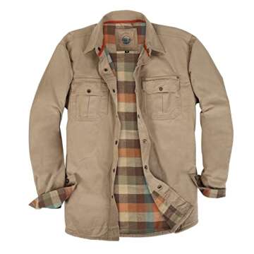 Gioberti Men's 100% Cotton Twill Shirt Jacket with Flannel Lining – Stylish & Versatile Outerwear