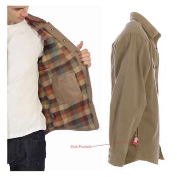 Versatile Gioberti Men's Cotton Shirt Jacket - Khaki Style