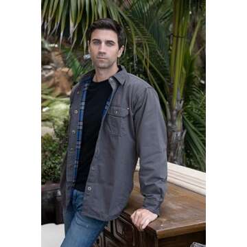 Versatile Gioberti Men's Cotton Shirt Jacket - Khaki Style