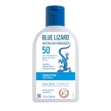 BLUE LIZARD Sensitive Mineral Sunscreen with Zinc Oxide, SPF 50+, Water Resistant, UVA/UVB Protectio...