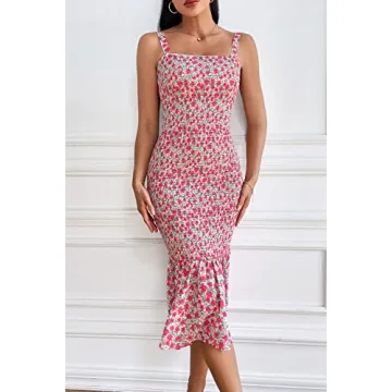 PRETTYGARDEN Women's Floral Midi Dress for Summer Fun