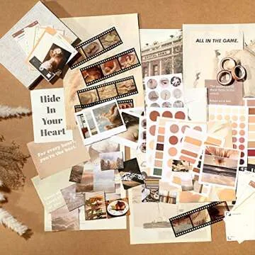 114 Pieces Scrapbooking Materials Scrapbook Supplies Pack for Art Journaling Bullet Junk Journal Planners Art DIY Paper Stickers Washi Tape Craft Kits Notebook Collage Album Aesthetic (Vintage Style)