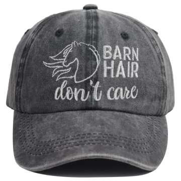 Kamaple Horse Gifts for Girls Women, Funny Barn Hair Don't Care Ponytail Adjustable Baseball Cap