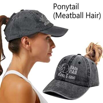 Kamaple Barn Hair Don't Care Ponytail Hat for Horse Lovers