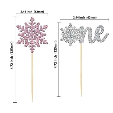 Gyufise Snowflake Cupcake Toppers for Winter Parties