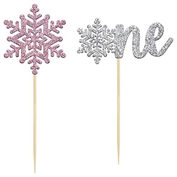 Gyufise Snowflake Cupcake Toppers for Winter Parties