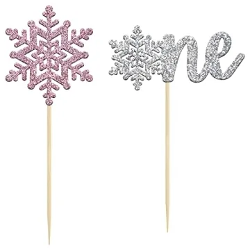 Gyufise Snowflake Cupcake Toppers for Winter Parties