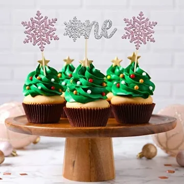 Gyufise Snowflake Cupcake Toppers for Winter Parties