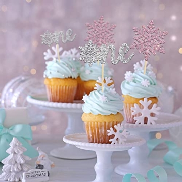 Gyufise Snowflake Cupcake Toppers for Winter Parties