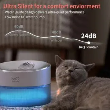 beQ Cat Water Fountain,2.5L/84oz Inside Ultra-Quiet Stainless Steel Automatic Pet Water Dispenser,BPA Free,Visible Water Level,with a Large Size Filter,Suitable for Cats & Small Dogs