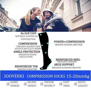 Graduated Copper Compression Socks for Men & Women Circulation 8 Pairs 15-20mmHg - Best for Running Athletic Cycling
