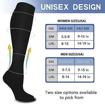Graduated Copper Compression Socks for Men & Women Circulation 8 Pairs 15-20mmHg - Best for Running Athletic Cycling
