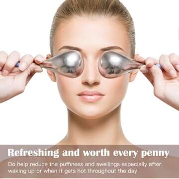 VXDAS Cryo Sticks, Stainless Steel Facial Massage,Ice Globes Cooling Roller Tool Cold for Neck Eyes Anti Puff Anti Aging Treatment Wands