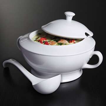 Gibson Overseas, Inc. Gracious dining soup tureen, ladle, 12.75"