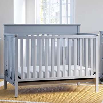 Graco Lauren 5-in-1 Convertible Crib (Pebble Gray) – Converts from Baby Crib to Toddler Bed, Daybed and Full-Size Bed, Fits Standard Full-Size Crib Mattress, Adjustable Mattress Support Base