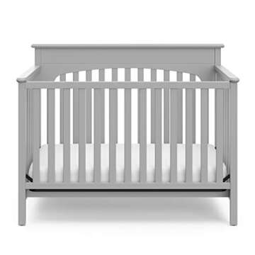 Graco Lauren 5-in-1 Convertible Crib (Pebble Gray) – Converts from Baby Crib to Toddler Bed, Daybed and Full-Size Bed, Fits Standard Full-Size Crib Mattress, Adjustable Mattress Support Base