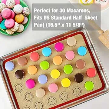 Macaron Silicone Baking Mat - Set of 2 Non Stick Silicon Macaroon Baking Sheet Cookie Liner(BPA Free...