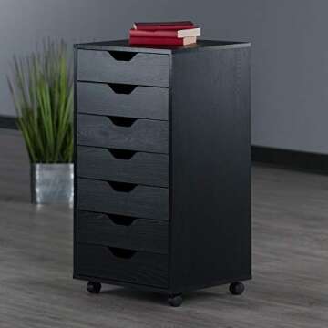 Winsome 7-Drawer Composite Wood Halifax Cabinet, Black, (20792)
