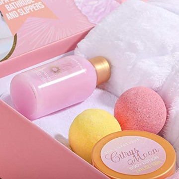 Spa Luxetique Robe and Slippers Spa Set Women, Christmas Gifts for Women, 6pcs Flannel Soft Bath Robe, Bath and Body Works Bath Sets with Slippers, Body Lotion, Bath Bombs, Robe Sets for Women