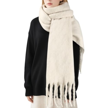 Cream Women's Mohair Winter Scarf - Soft & Warm