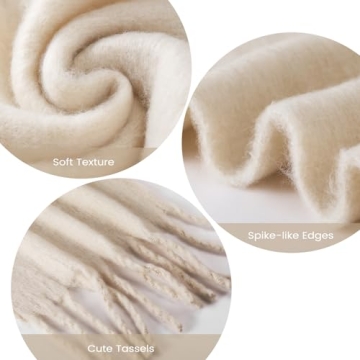 Cream Women's Mohair Winter Scarf - Soft & Warm