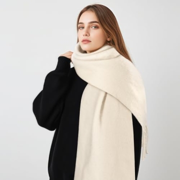Cream Women's Mohair Winter Scarf - Soft & Warm