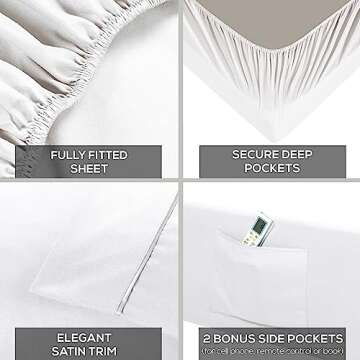 Mueller Luxury 6 Piece Queen Sheet Set - Ultra-Soft 1800 Series, Cooling & Breathable Hotel Quality Bed Sheets, Deep Pocket up to 16" - Hypoallergenic, Wrinkle-Resistant, Oeko-TEX, White