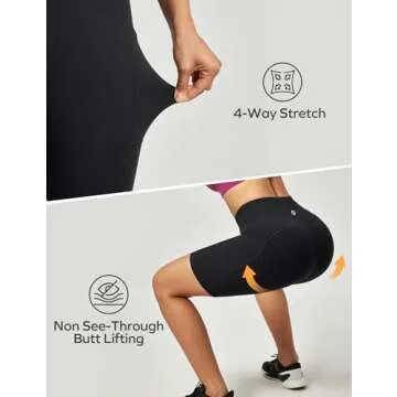 Ewedoos Biker Shorts Women Tummy Control Workout Shorts with 3 Pockets High Waisted Compression Gym Running Yoga Shorts Women Black
