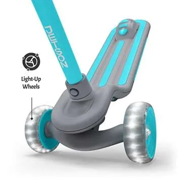 Jetson 3-Wheel Scooters - Gleam Kids Kick Scooter (Blue) - Three Wheel Push Scooter with Adjustable Height Handlebars - Ultra-Lightweight Design with High Visibility Wheels with Light Up LEDs