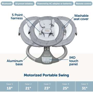 Infant Motorized Baby Swing with Bluetooth & Lullabies