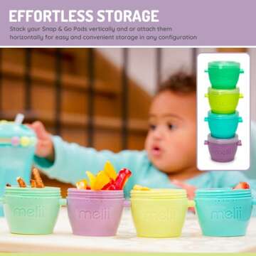 melii Snap & Go Baby Food Storage Containers with lids, Snack Containers, Freezer Safe, 4 oz - 4 Pack, Original