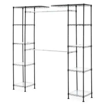 Amazon Basics Adjustable Expandable Metal Hanging Closet Storage Organizer Rack with Shelves, 57-80'...