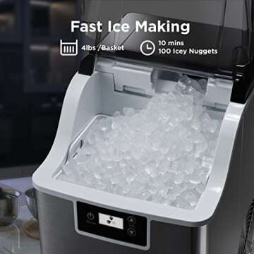 Silonn Nugget Ice Maker: 44lbs/Day, Self-Cleaning & Portable