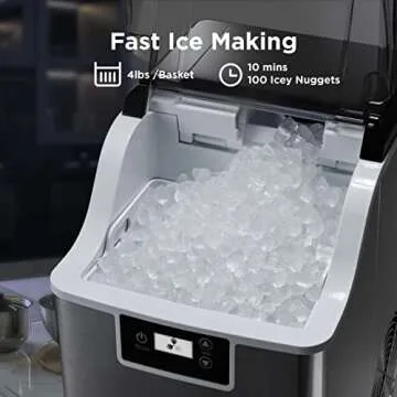 Silonn Nugget Ice Maker: 44lbs/Day, Self-Cleaning & Portable