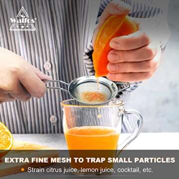 Walfos Mini Fine Mesh Tea Strainer - 2.8 Inch Sifter