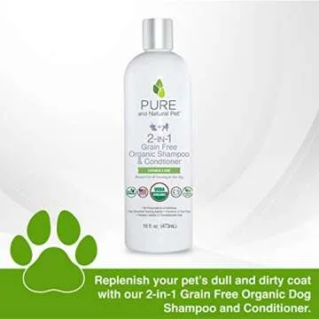 Pure and Natural Pet USDA Certified Organic 2-in-1 Grain Free Shampoo & Conditioner (Lavender & Mint...