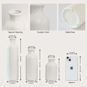 Aeruatiw Modern White Ceramic Vase Set for Home Decor