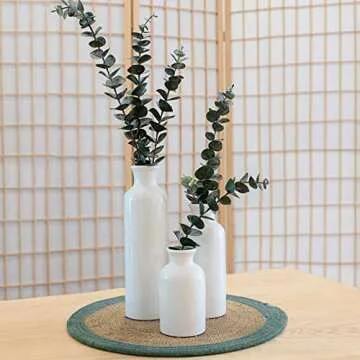 Aeruatiw Modern White Ceramic Vase Set for Home Decor