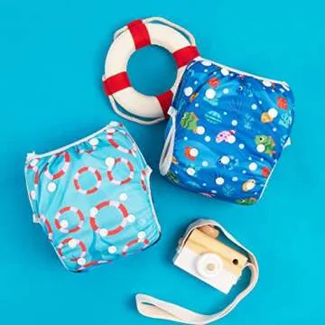 ALVABABY Swim Diapers 3pcs Baby & Toddler Snap One Size Reusable Adjustable Baby Boy 3SWY35