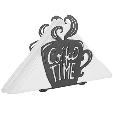Chic MyGift Black Metal Napkin Holder for Coffee Lovers
