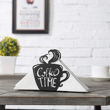 Chic MyGift Black Metal Napkin Holder for Coffee Lovers